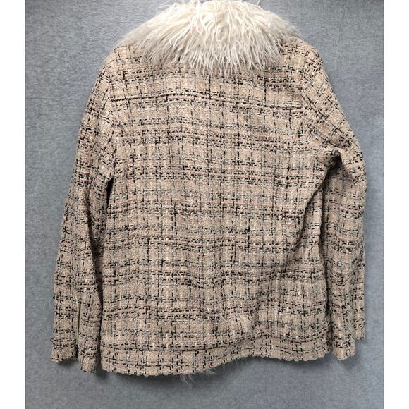 Lovers + Friends Brayden Tweed Faux Fur Lined Jacket Size Medium - Picture 4 of 10